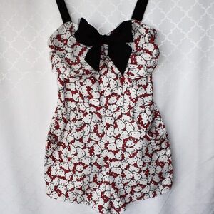 🎀 Hello Kitty x Unique Vintage Romper - All-Over Print - Size large HTF 🎀